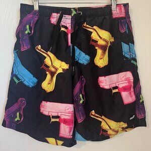 Neff Men's Swim Trunks – Colorful Water Gun Print – Size Medium